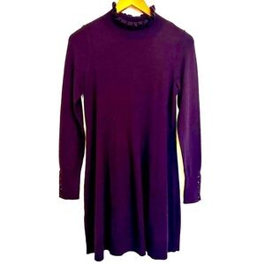 Loft Purple Turtleneck Sweater Dress Long Sleeves Size XS